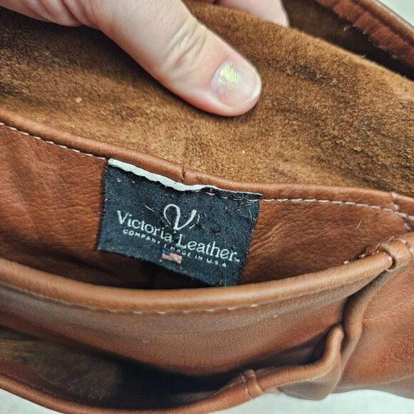 Vintage Victoria Leather Brown‎ Crossbody Tulip Bag Multiple Storage Pockets - Picture 5 of 16